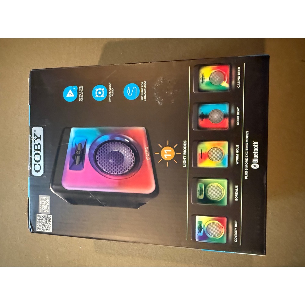 Coby True Wireless Party Speaker Bluetooth LED Light Show Portable Black - Picture 3 of 5